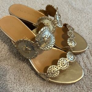 Jack Rogers Gold Wedges